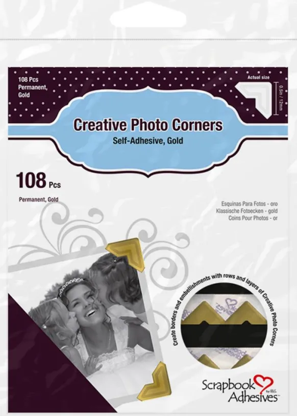 3L Creative Photo Corners Guld - 108 st