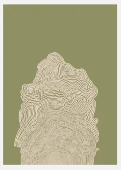 Line Drawing Green Abstract Canvastavla (30x40 cm)