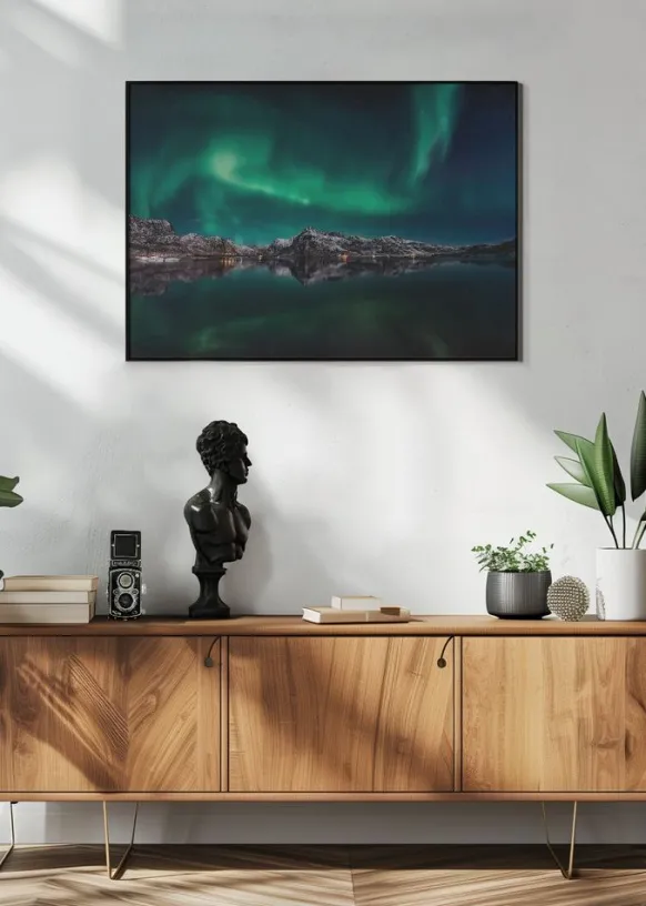 Lofoten Aurora Reflection Poster (21x29.7 cm (A4))