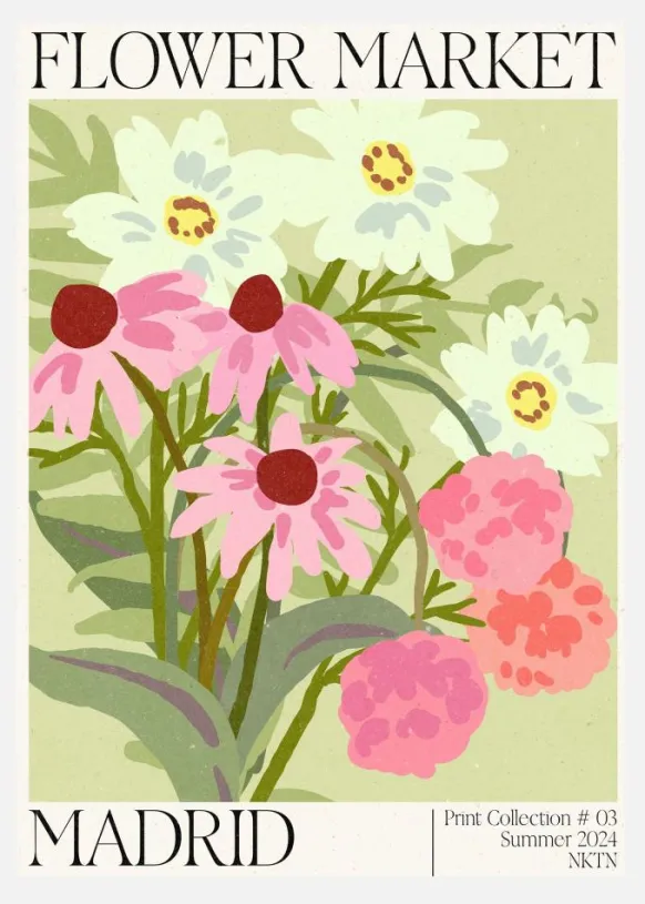 Madrid Flower Market Canvastavla (30x40 cm)