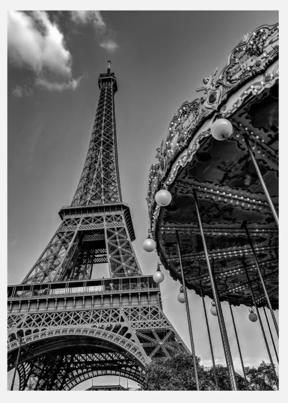 Merry-go-round At The Eiffel Tower Canvastavla (30x40 cm)