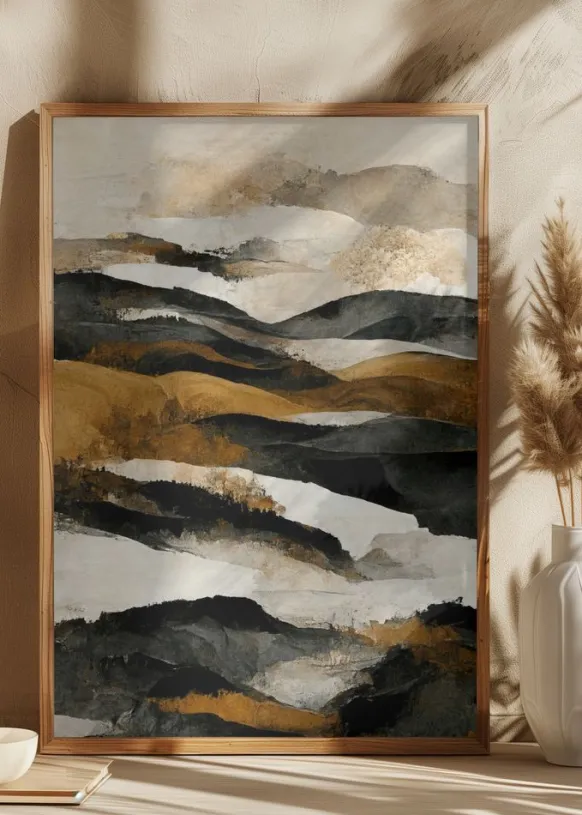 Ochre And Beige Mountains Poster (21x29.7 cm (A4))