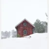Old Red House During Snowstorm Canvastavla (30x40 cm)