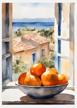 Orangenschale Im Fenster Canvastavla (30x40 cm)