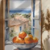 Orangenschale im Fenster Poster (21x29.7 cm (A4))