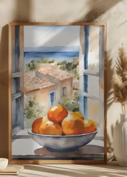 Orangenschale im Fenster Poster (21x29.7 cm (A4))