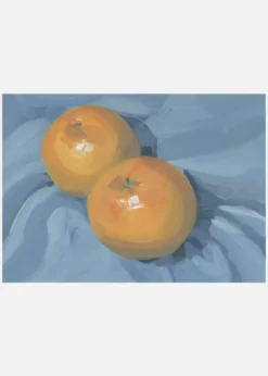 Oranges On Blue Canvastavla (30x40 cm)