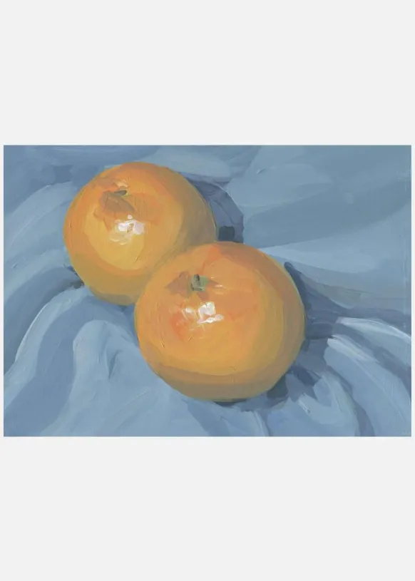 Oranges On Blue Canvastavla (30x40 cm)