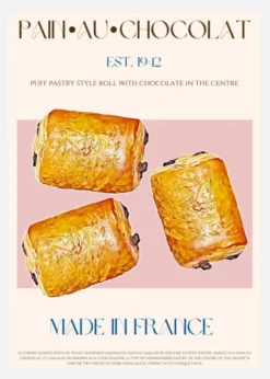 Pain Au Chocolat Print Canvastavla (30x40 cm)