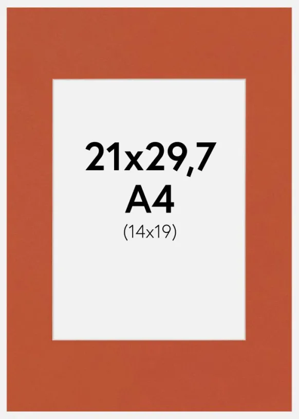 Passepartout Burnt Orange(Vit kärna) A4 21x29,7 cm (14x19)
