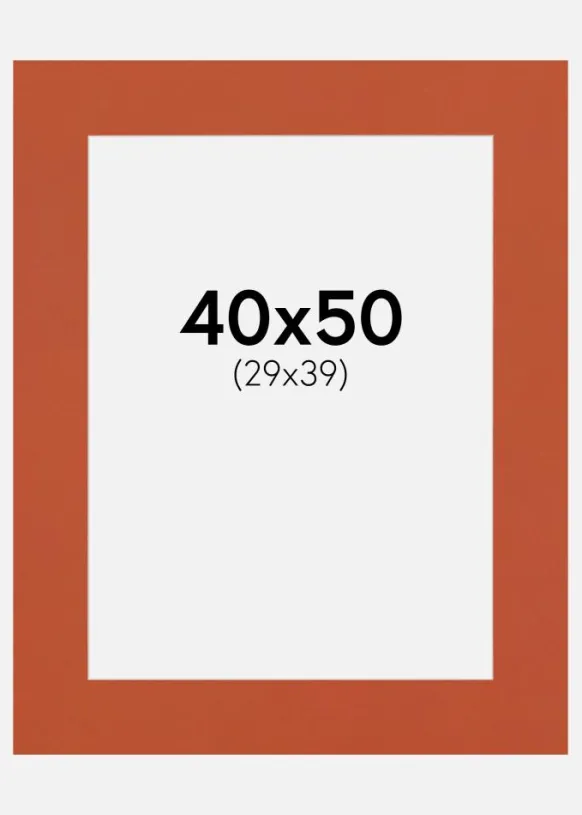 Passepartout Burnt Orange(Vit kärna) 40x50 cm (29x39)