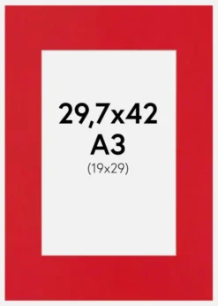 Passepartout Red Hot(Vit kärna) A3 29,7x42 cm (19x29)