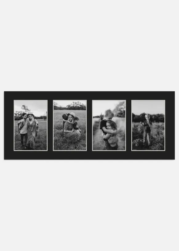 Passepartout Svart 40x100 cm - Collage 4 Bilder(19x29 cm)