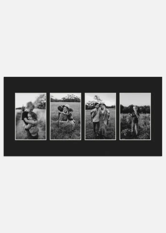 Passepartout Svart 50x100 cm - Collage 4 Bilder(19x29 cm)
