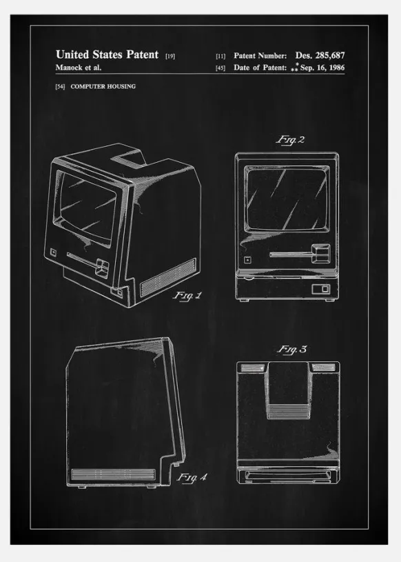 Patent Print - First Macintosh - Black Canvastavla (30x40 cm)
