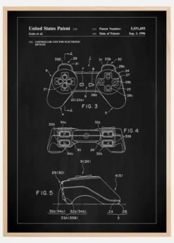 Patent Print - Game Controller II - Black Poster (21x29.7 cm (A4))