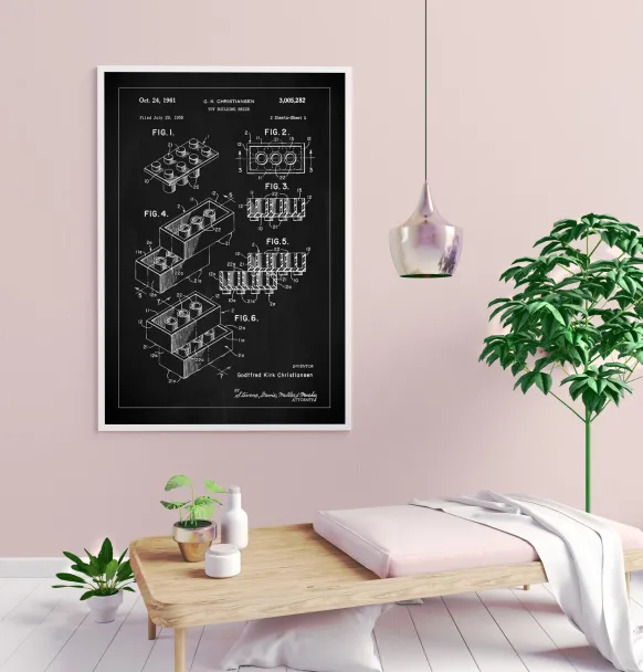 Patent Print - Lego Block I - Black Poster (21x29.7 cm (A4))
