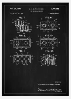 Patent Print - Lego Block II - Black Canvastavla (30x40 cm)