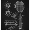 Patent Print - Tennis Racket - Black Canvastavla (30x40 cm)