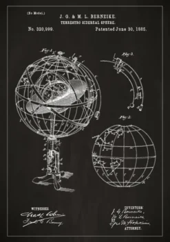 Patentritning - Astronomisk modell - Svart Poster (21x29.7 cm (A4))