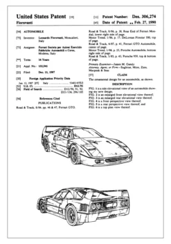 Patentritning - Ferrari F40 I Poster (21x29.7 cm (A4))