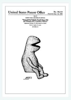 Patentritning - Mupparna - Kermit I Canvastavla (30x40 cm)