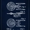 Patentritning - Star Trek - USS Enterprise - Blå Poster (21x29.7 cm (A4))