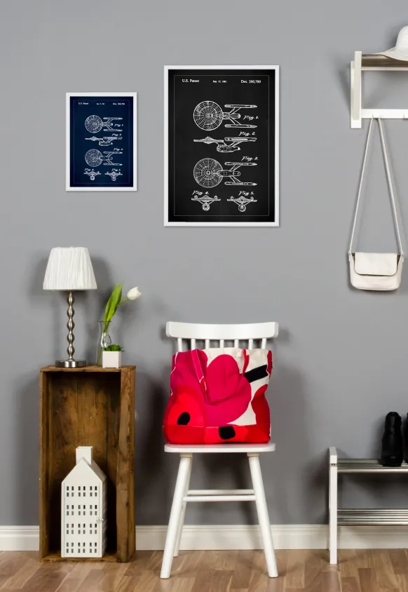 Patentritning - Star Trek - USS Enterprise - Blå Poster (21x29.7 cm (A4))