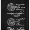 Patentritning - Star Trek - Uss Enterprise - Svart Canvastavla (30x40 cm)