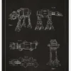 Patentritning - Star Wars - Walker - Svart Canvastavla (30x40 cm)