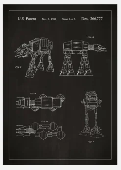 Patentritning - Star Wars - Walker - Svart Canvastavla (30x40 cm)