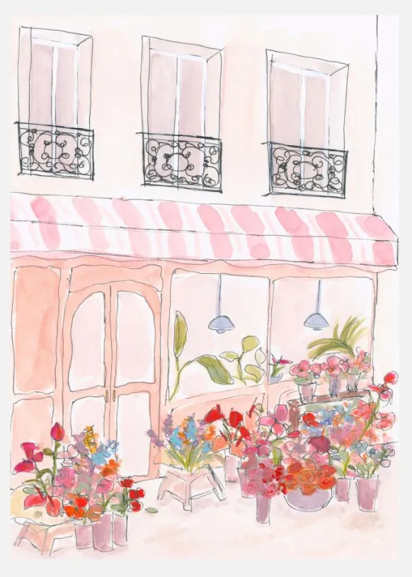 Pink Flower Shop Canvastavla (30x40 cm)