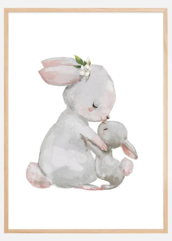 Rabbit Family Watercolor Poster (21x29.7 cm (A4))