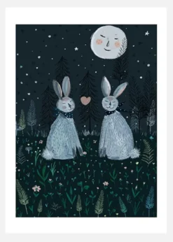 Rabbits In The Forest Canvastavla (30x40 cm)