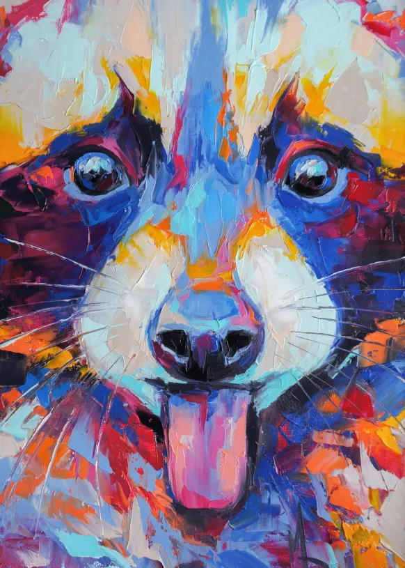 Raccoon Painting II Poster (21x29.7 cm (A4))