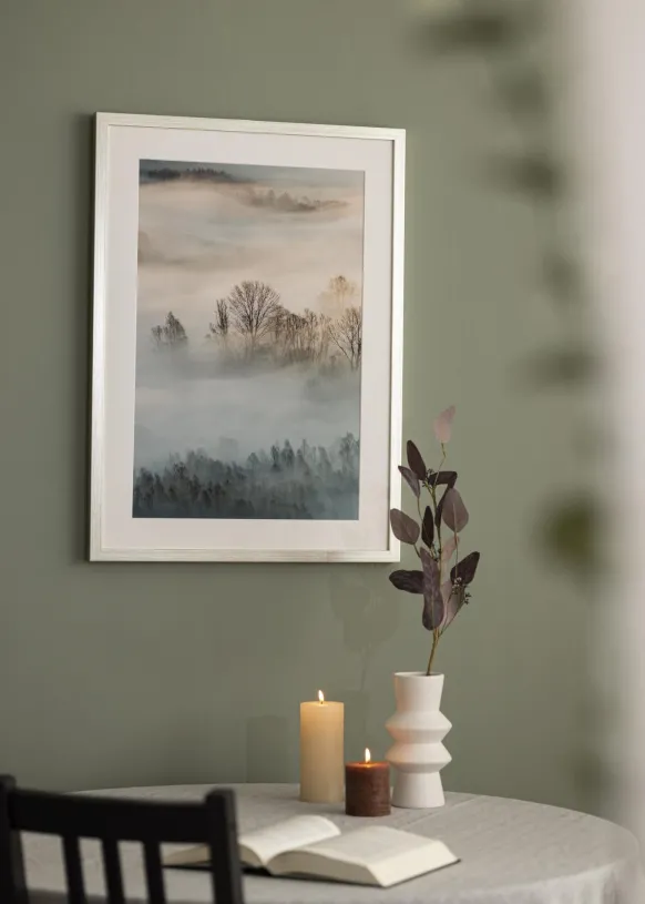 Ram Falun Silver 30x40 cm - Dubbel Passepartout Vit 20x30 cm