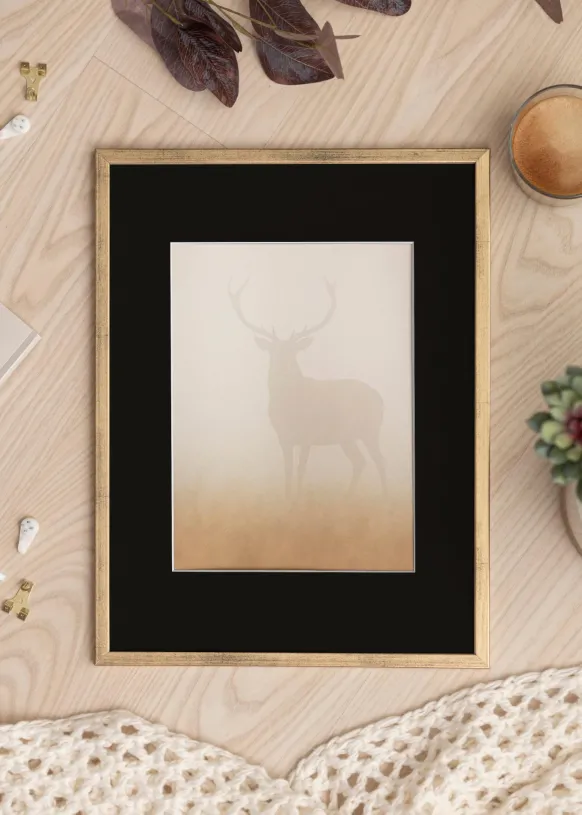 Ram Galant Guld 30x40 cm - Passepartout Svart 18x27 cm
