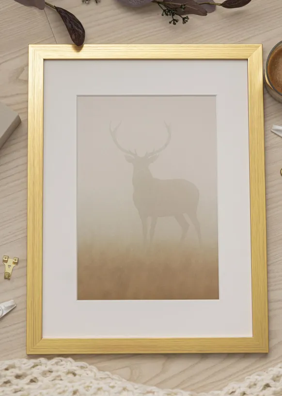 Ram Gold Wood 50x70 cm - Passepartout Vit 42x59,4 cm (A2)