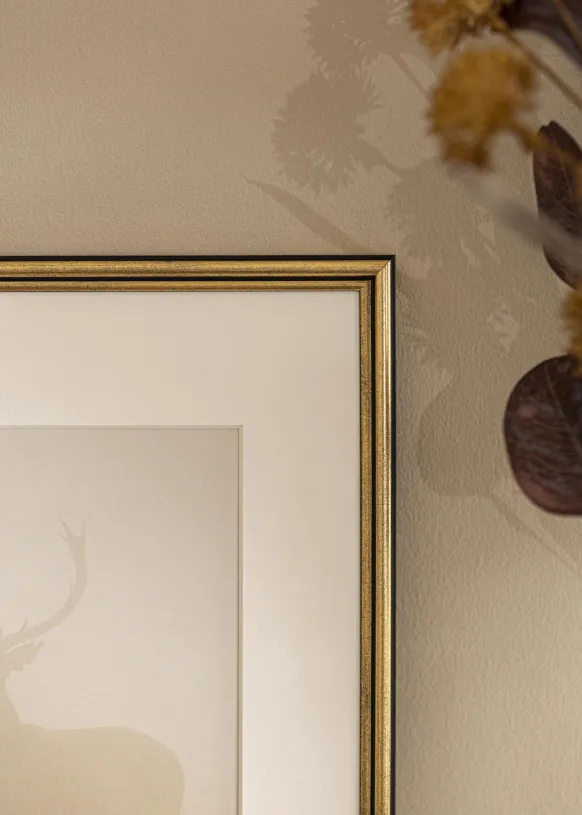 Ram Horndal Guld 60x60 cm - Passepartout Vit 45x45 cm