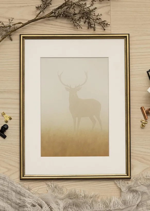 Ram Horndal Guld 15x20 cm - Passepartout Vit 10x15 cm
