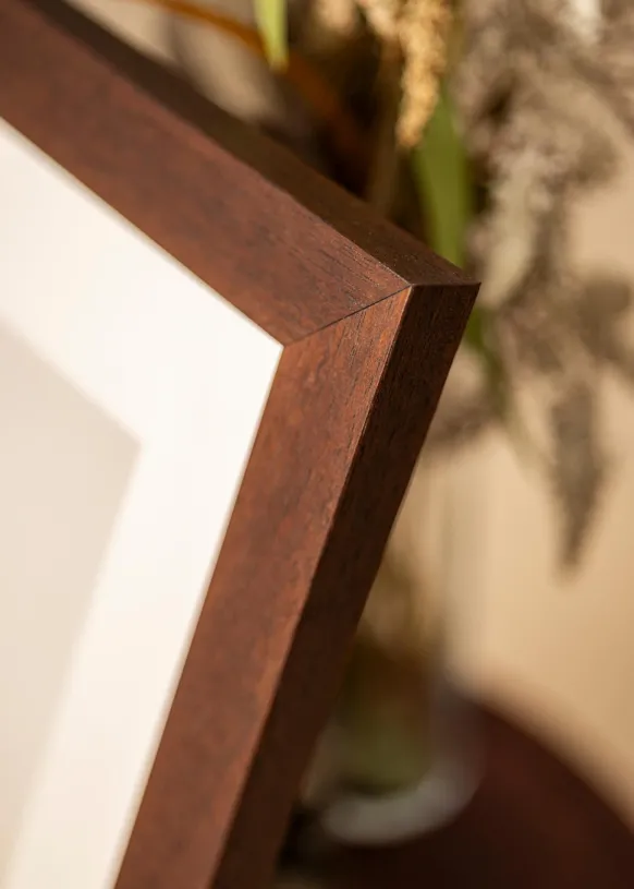 Ram Juno Teak 40x50 cm - Dubbel Passepartout Vit 29,7x42 cm (A3)