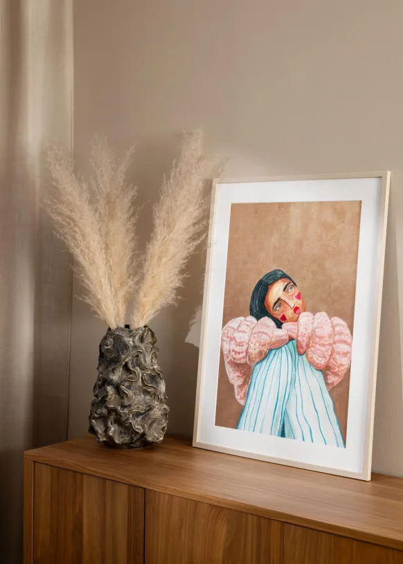 Ram Modern Lönn 50x70 cm - Dubbel Passepartout Vit 40x50 cm