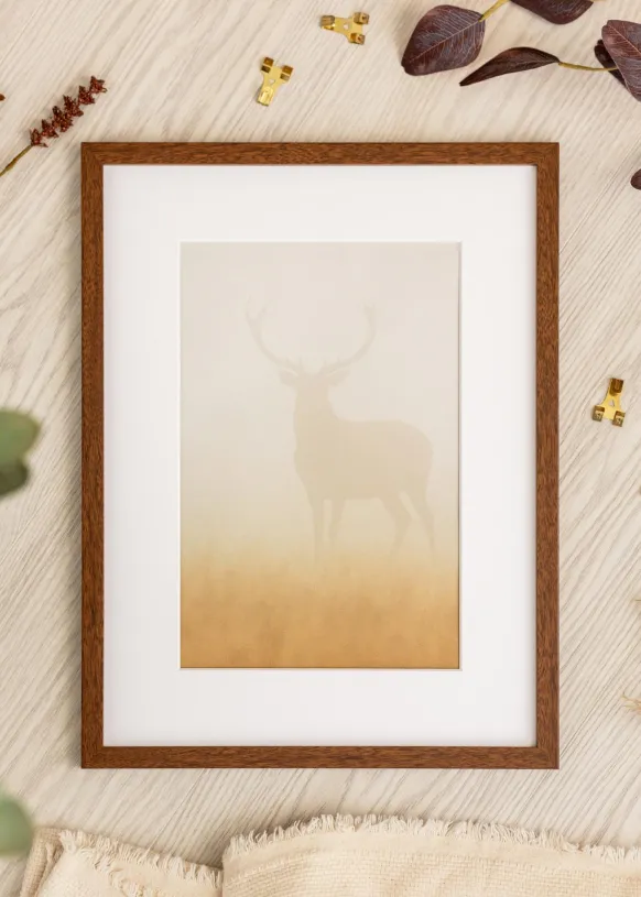 Ram Modern Varm Brun 60x80 cm - Passepartout Vit 50x60 cm