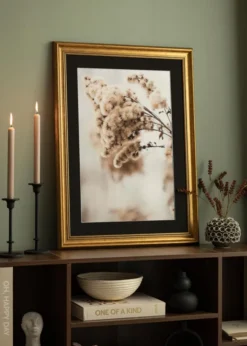 Ram Rokoko Guld 50x70 cm - Passepartout Svart 42x59,4 cm (A2)