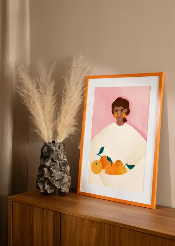 Ram Selection Orange 50x70 cm - Dubbel Passepartout Vit 42x59,4 cm (A2)