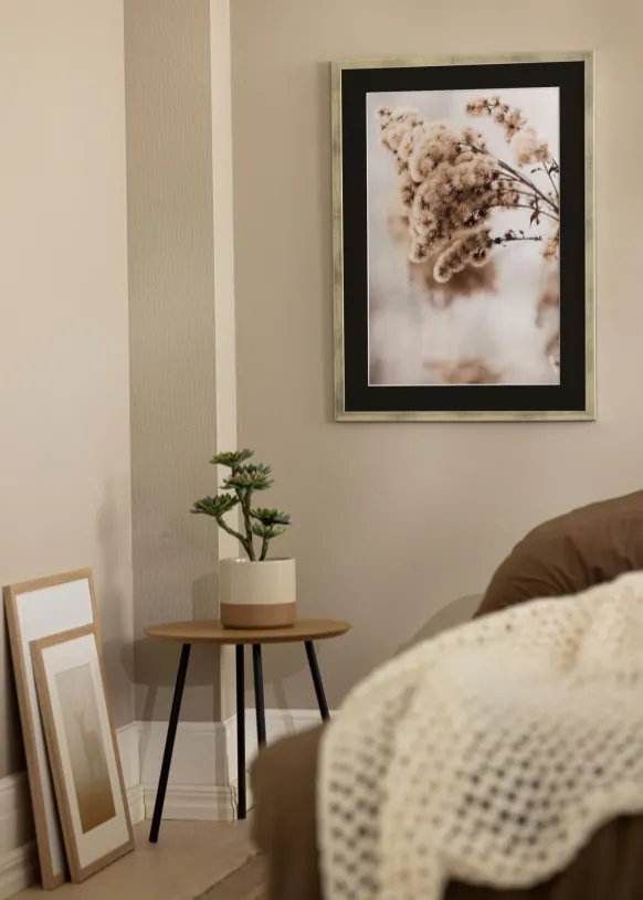 Ram Stilren Silver 40x50 cm - Passepartout Svart 29,7x42 cm (A3)