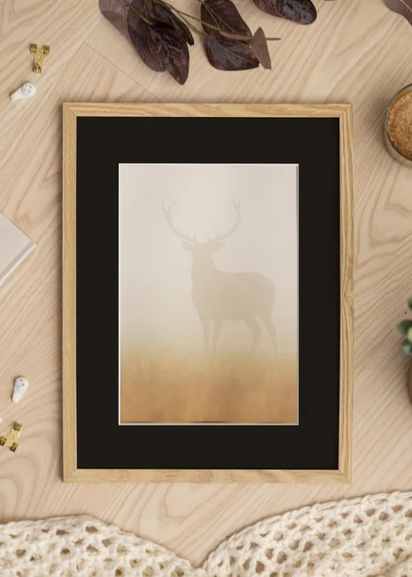 Ram Trendy Ek 50x70 cm - Passepartout Svart 33x56 cm