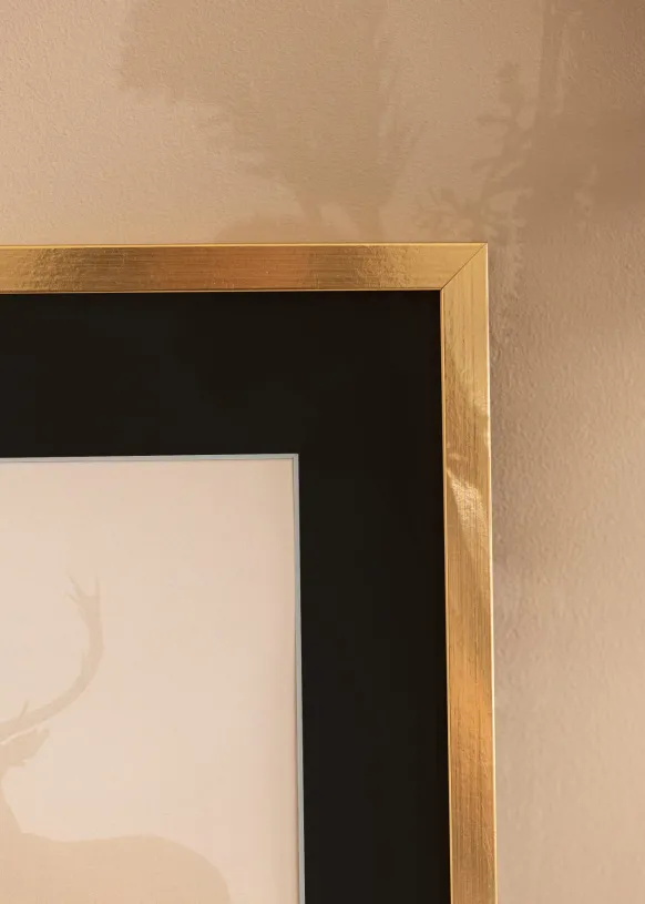 Ram Trendy Guld 30x40 cm - Passepartout Svart 21x29,7 cm (A4)