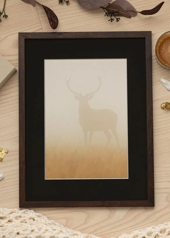 Ram Trendy Valnöt 30x40 cm - Passepartout Svart 20x28 cm