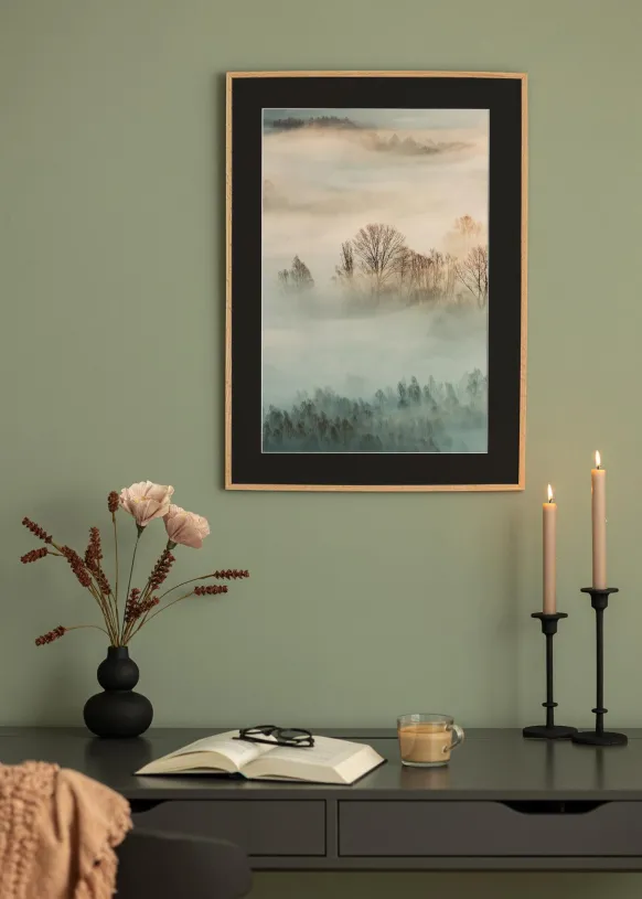 Ram Tunn Ek 40x50 cm - Passepartout Svart 27,5x37 cm